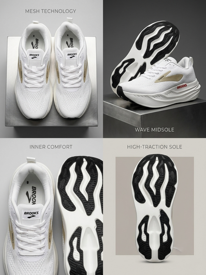 Brooks Wave Midsole White Luxury Sneaker — Premium Comfort Edition