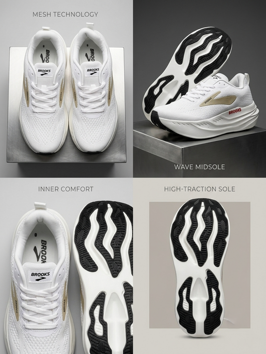 Brooks Wave Midsole White Luxury Sneaker — Premium Comfort Edition