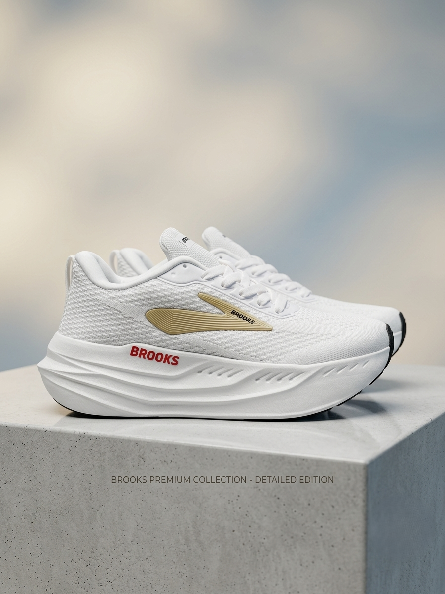 Brooks Wave Midsole White Luxury Sneaker — Premium Comfort Edition