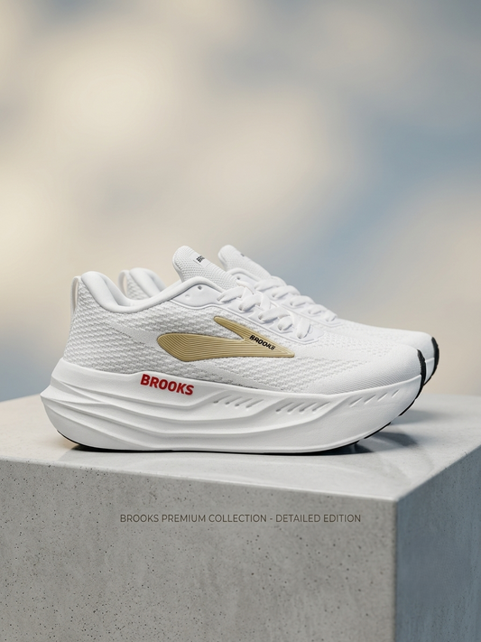 Brooks Wave Midsole White Luxury Sneaker — Premium Comfort Edition